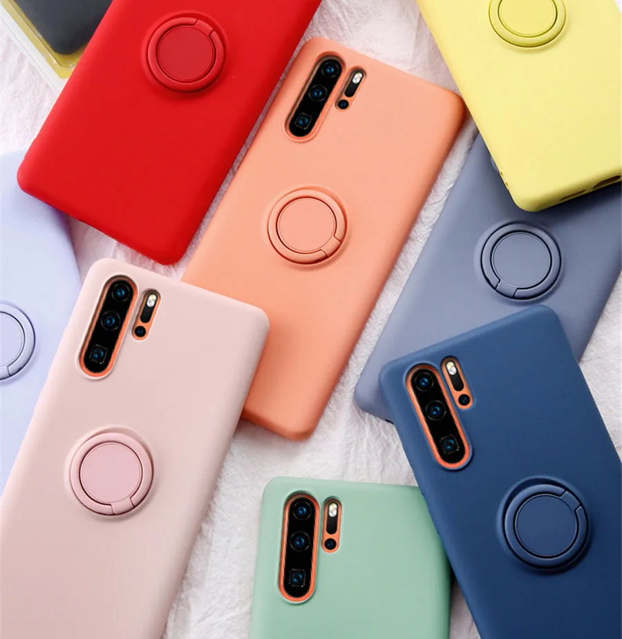 Мягкий силиконовый чехол для Huawei P40 P30 P20 Pro Mate 20 30 40 металлический кольцевой