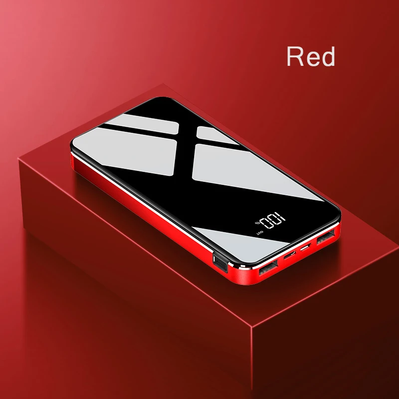 12000 мАч power Bank Dual USB Мобильный телефон Внешняя батарея Быстрая зарядка для Iphone Xiaomi mi портативное зарядное устройство mi ni power Bank - Color: Red