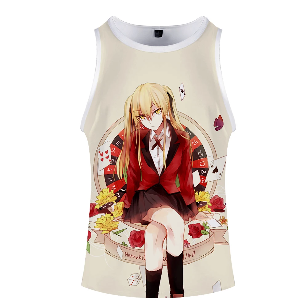 Kakegurui-компульсивный игрок 3D o-образным вырезом майка летняя без рукавов широкие плечи Мужская женская повседневная одежда для пары