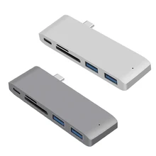 5 в 1 высокоскоростной USB C 3,1 type C концентратор питания PD-power USB 3,0 комбо-разветвитель SD/TF кардридер для MacBook 12 дюймов Dell