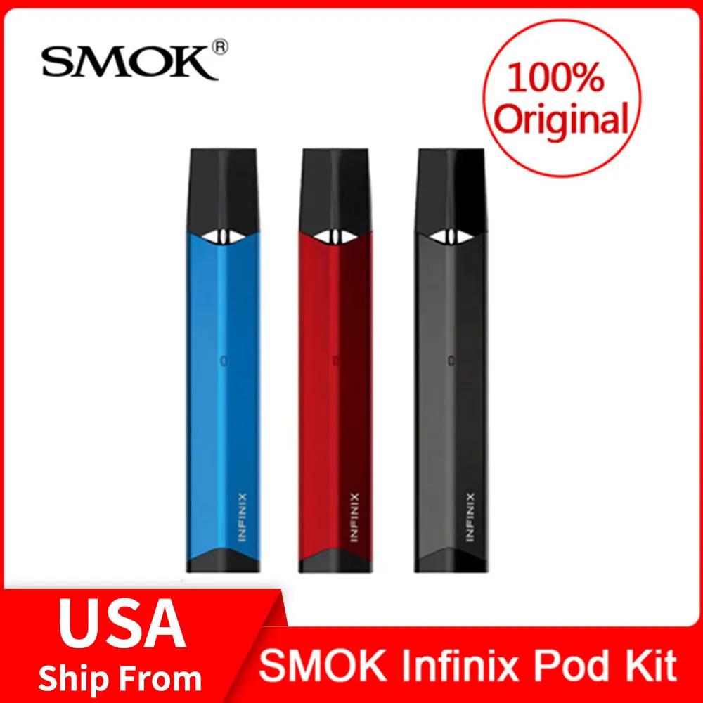 Original SMOK Infinix Pod Kit +built-in 250mAh Battery + 2pcs Pod 2ml Electronic Cigarette smok infinix pod system vape pen kit
