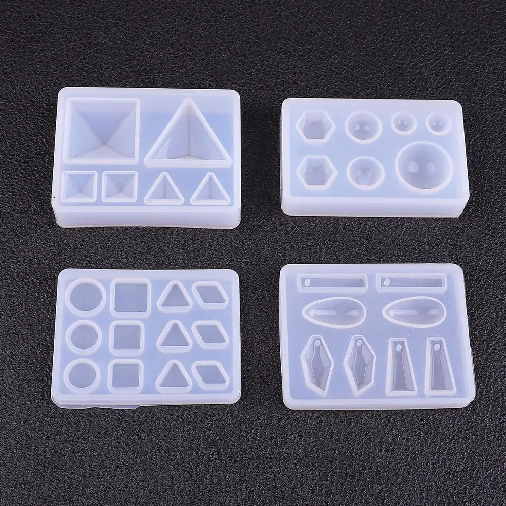 1 adet sıvı reçine silikon kalıp DIY geometrik üçgen ayna zanaat UV epoksi reçine kalıpları takı yapımı için kolye kolye aracı