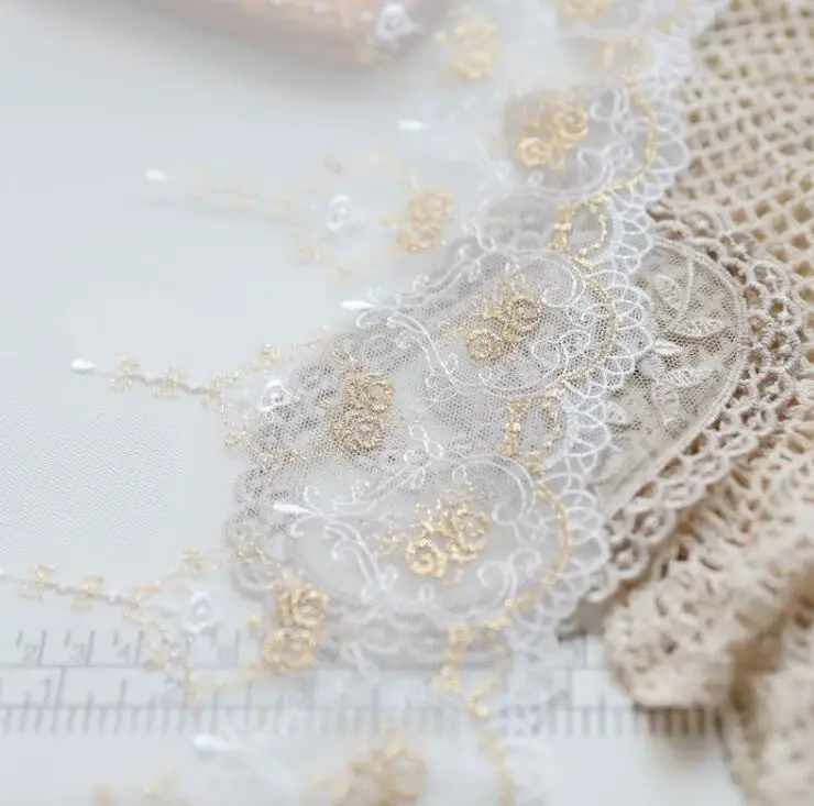 Кружевная лента золотого цвета для скрапбукинга 1 метр|lace ribbon|crochet lace ribbonlace trim |