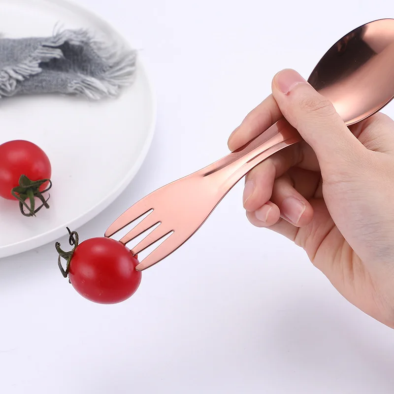 304 Stainless Steel Spoon Fork Portable Outdoor Picnic Cutlery Multi Tool Flatware Tableware Camping Survival Tools