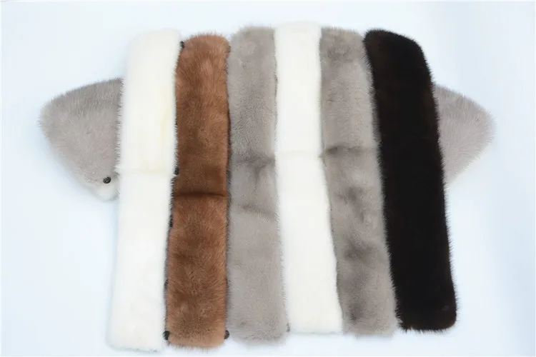 men's scarves & shawls ZDFURS * Winter Women Real Mink Fur Collar of  leather Coat Solid Warm Men Genuine Fur Stand Collar Black Brown Button Lining mens designer scarf