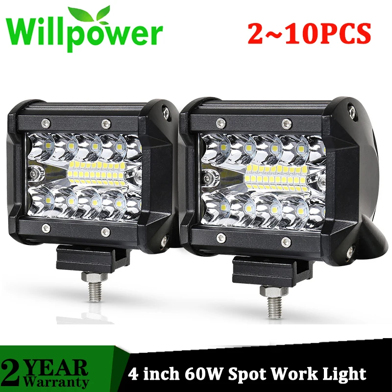 Willpower 2 ~ 10X 4 дюйма 60 Вт точесветильник светодиодная противотуманная фара для 4x4 4WD