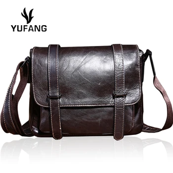 

YUFANG Genuine Leather Men Bag Oil Wax Leather Messenger Bag Vintage Men Business Bag Leisure Daily Men Crossbody Bag