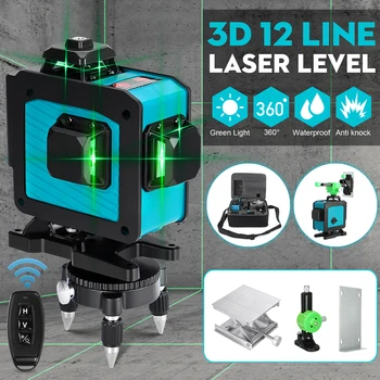 

110~220V Laser Level 12 Lines 3D Level Self-Leveling 360 Horizontal And Vertical Cross Super Powerful Green Laser Level