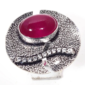 

Genuine Rubellite Ring Silver Overlay over Copper , Hand Made Women Jewelry gift, Size: 6.75 , R6419
