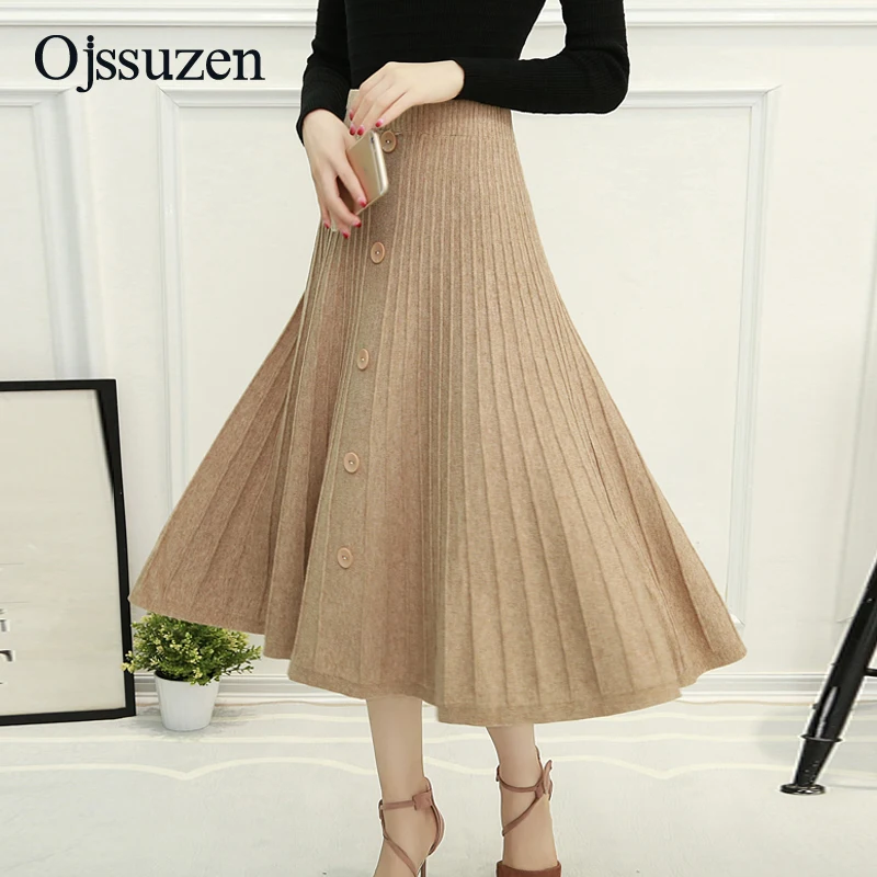 Эластичная черная юбка с высокой талией Женская трикотажная осенне-зимняя Корейская офисная юбка свитера женские s