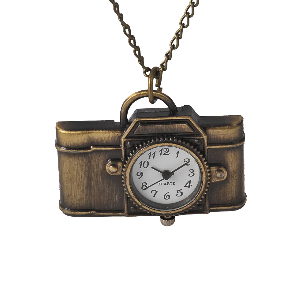 7018Retro personalized mode steampunk retro complex quartz camera model watch pocket chain gift | Наручные часы
