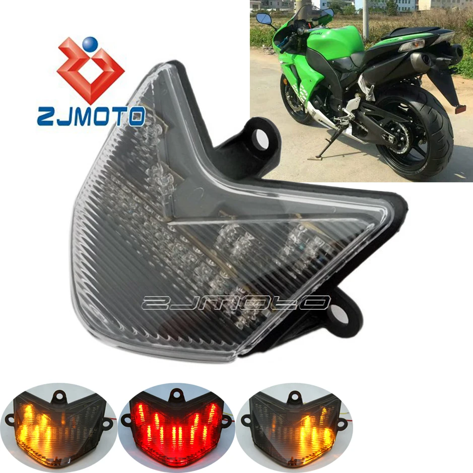 

Motorcycle Integrated Taillight w/ Turn Signals LED Tail Light For Kawasaki Ninja ZX-6R ZX636 05-06 ZX-10R ZX1000 2006-2007