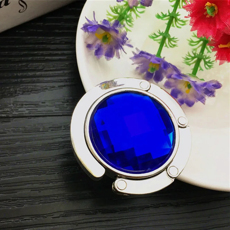 practical Portable Folding Table Desk Hanging Clip Crystal Alloy Purse Handbag Bag Hanger Hook Holder