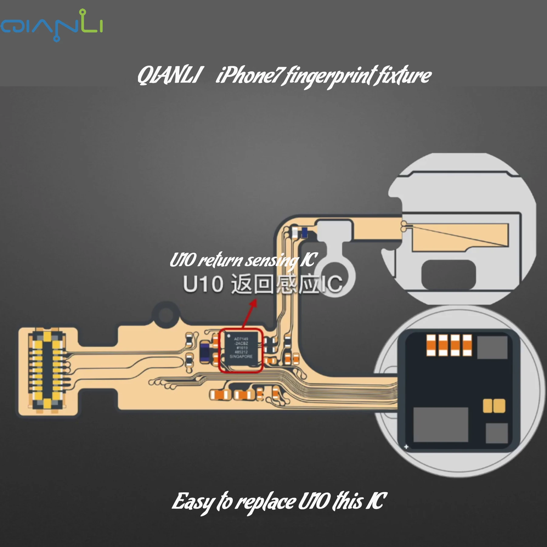 QIANLI iPhone7/7 P сканер отпечатков пальцев ремонт верстак U10 отпечатков пальцев ремонтный чип