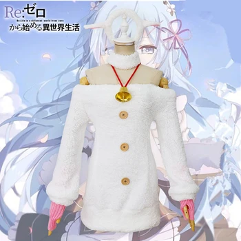 

Re:Life In A Different World From Zero Cosplay Ram Rem Pajamas Dress Coat Anime Adult COS Apparel Christmas Halloween Gift