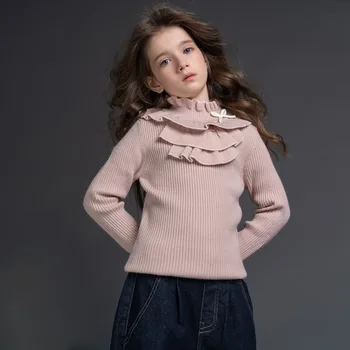 

Autumn Winter Knit Sweater For 7 to14 Years Girls Warm Thicken Pullovers Knitting Tops Children Casual Soft Cotton Sweaters