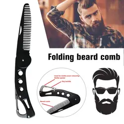 1pcs Stainless Steel Folding Beard Comb Men's Hair Comb Beard Styling Comb Beard Facial Massage With Bottle Opener