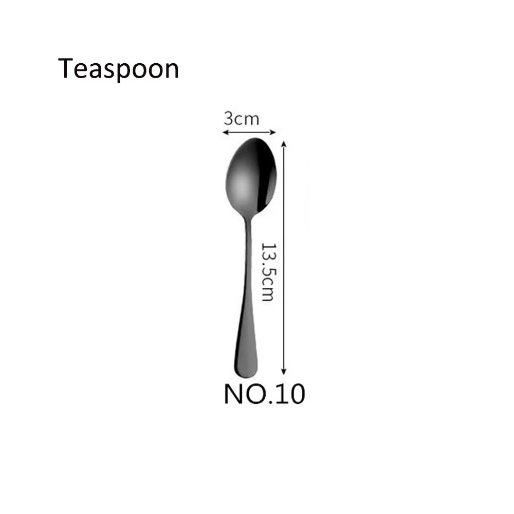 1/5 шт Лидер продаж Черный Комплектная посуда столовые ножи вилки и ложки в западном стиле кухонная посуда Нержавеющая сталь домашний праздничный набор столовой посуды - Цвет: NO.10 Teaspoon