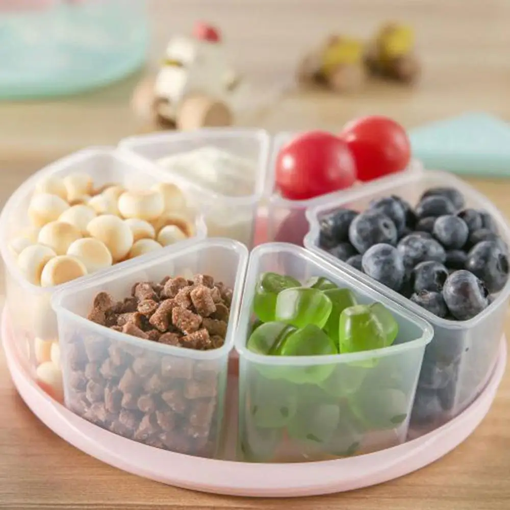

Round Square Shape Detachable Grid Candy Dried Fruit Nut Storage Box Snacks Tray Holder with Lid Home Food Snack Box Container