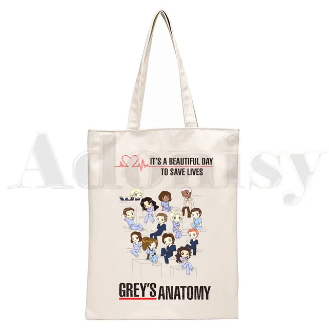 Greys Anatomy You're My Person Ullzang Hip Hop Hipster Cartoon Print Shopping Bags Girls Fashion Casual Pacakge Hand Bag N1512H