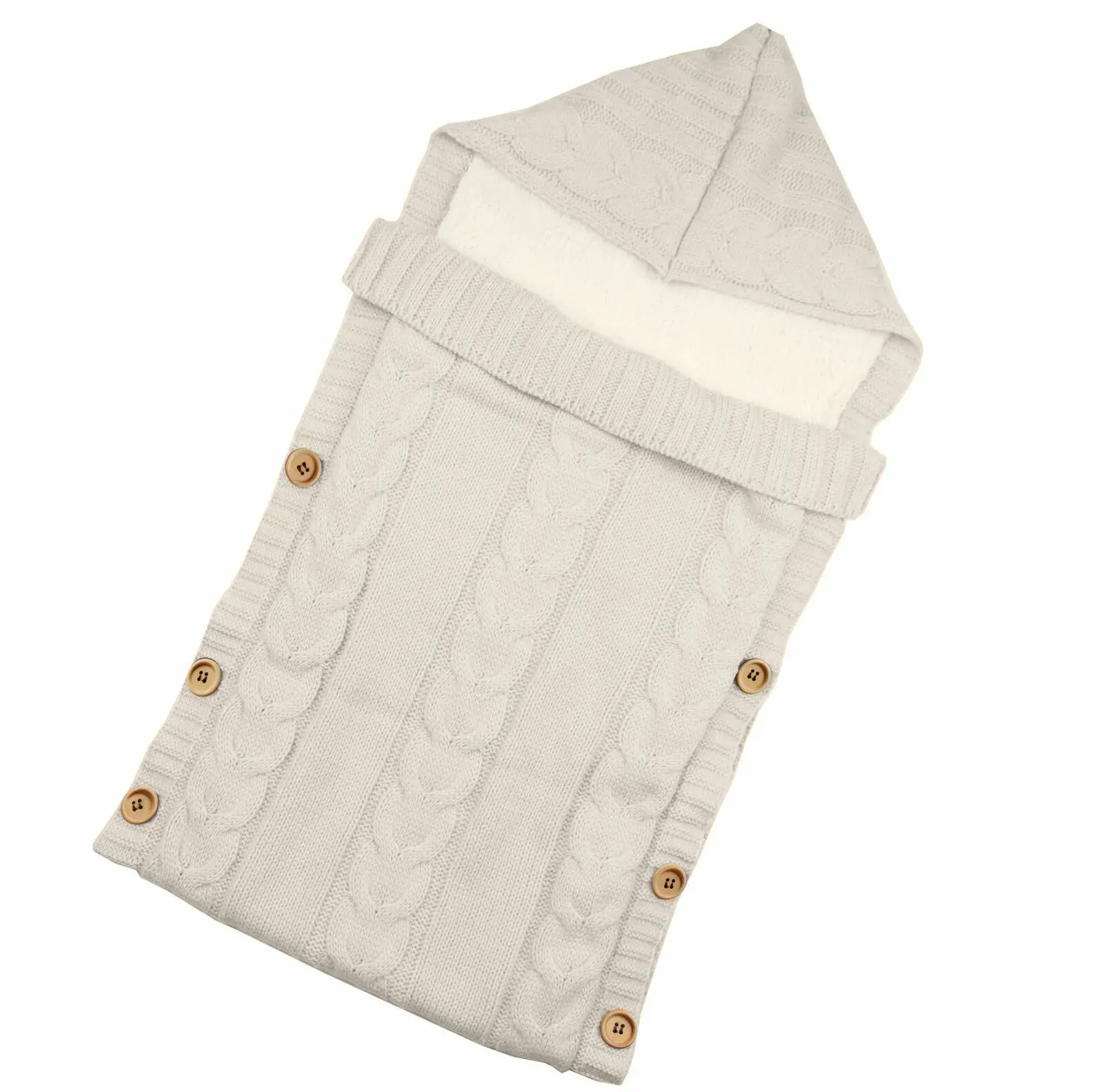 Одеяло для новорожденного милый вязаный Теплый Пеленальный мешок унисекс детский спальный мешок - Цвет: Бежевый