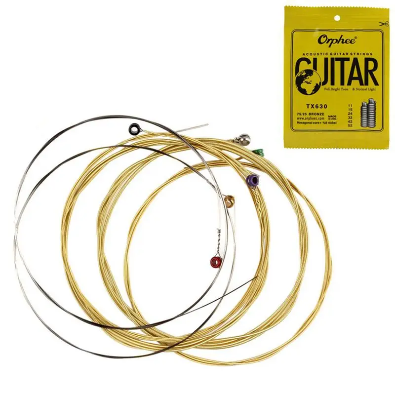 

Orphee 6Pcs/set Acoustic Guitar String Hexagonal core+8% nickel FULL,Bronze Bright tone& Extra light Extra Light Medium TX630