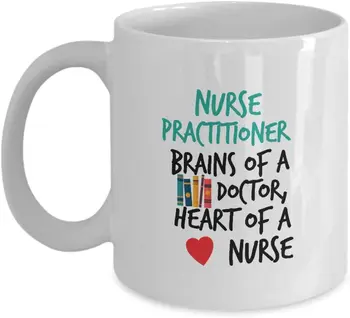 

Nurse Practitioner Brains Of A Doctor, Heart Of A Nurse Graphic NP Gift Coffee Mug