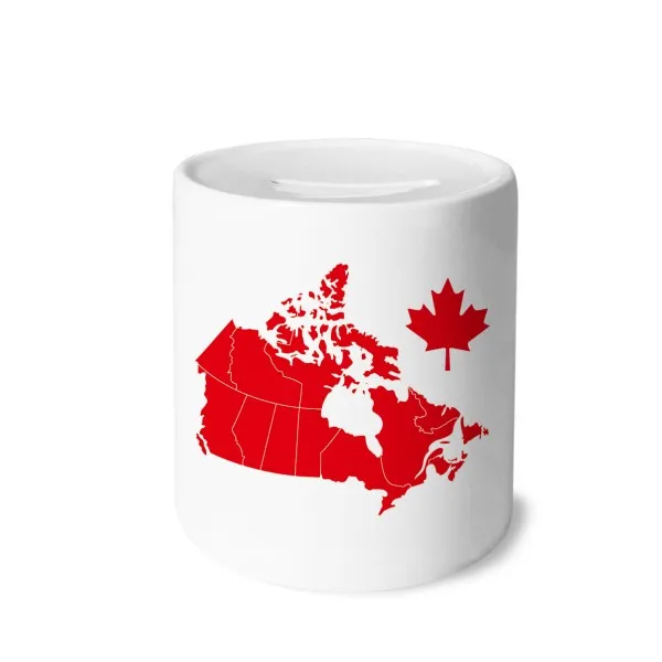 Red Maple Leaf Symbol Canada Country Map Salvadanaio Salvadanaio Portamonete In Ceramica Bambini Adulti