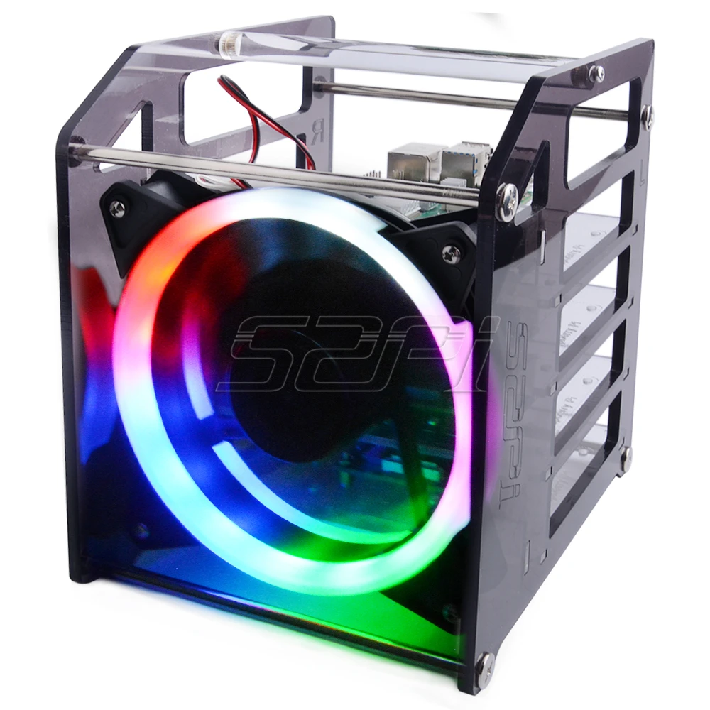 Ventilador de Refrigeração Luz para Raspberry Rack Torre Camadas Acrílico Cluster Case Grande Led Rgb pi b - 3 +3 Jetson Nano 52pi 4 - Imagem 5