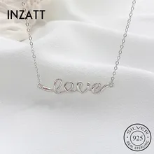 INZATT Настоящее серебро 925 проба минималистичный кулон любовь ожерелье для модных женщин модные ювелирные изделия милые аксессуары подарок
