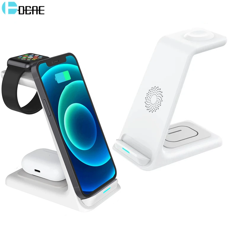 inalámbrico de inducción 3 en soporte de carga rápida para iPhone 14, 13, 12, 11, XS, X, 8, Apple Watch 7, 6, 5, Airpods Pro, iWatch|Cargadores inalámbricos| - AliExpress