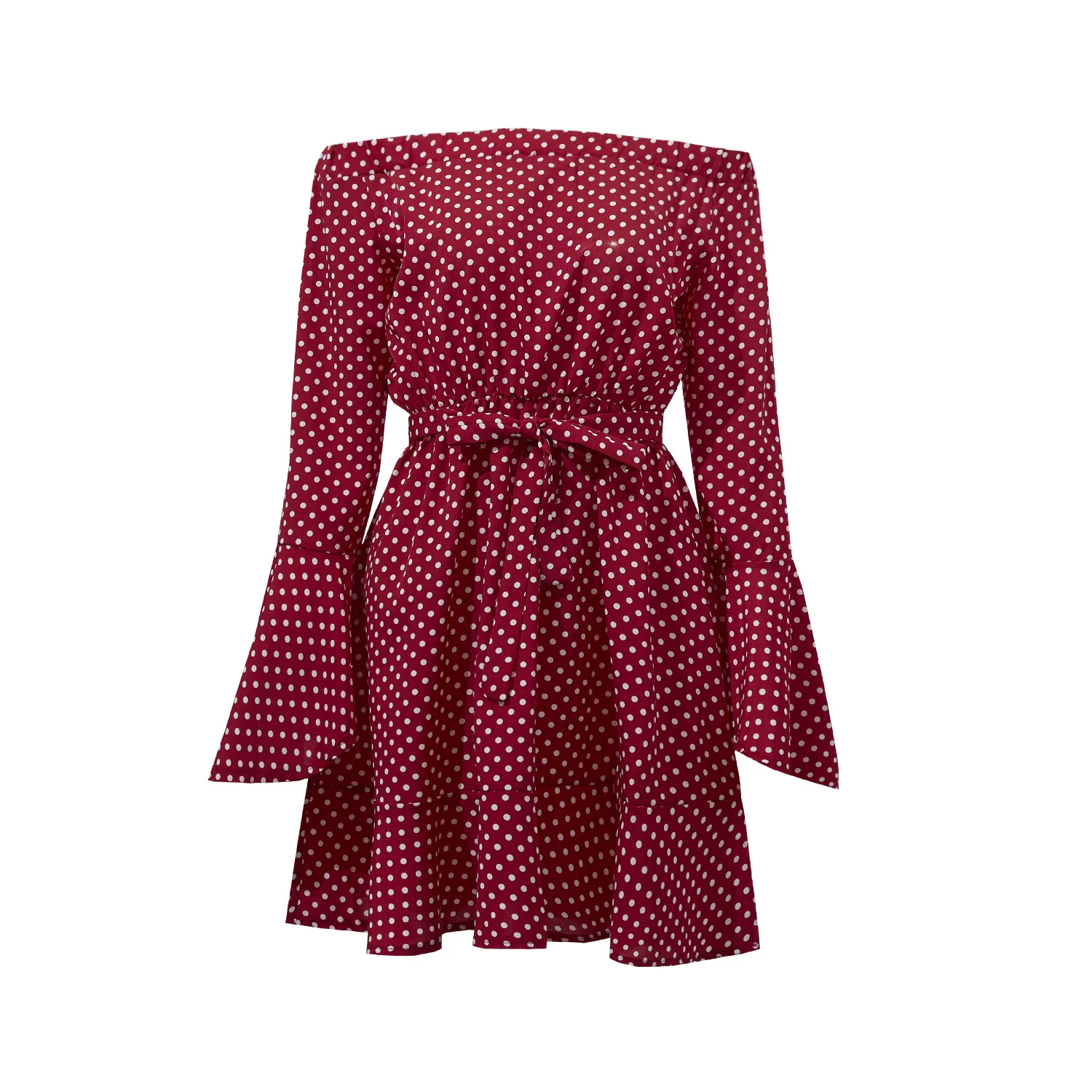 

2019 Spring And Summer New Style Polka Dot off-Shoulder Dress