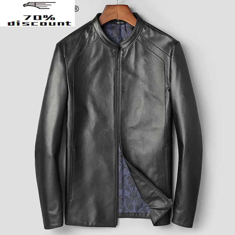 

Genuine Leather Jacket Men Spring Autumn Real Cow Leather Coat Leather Jacket Blouson Cuir Homme 82T999 YY280