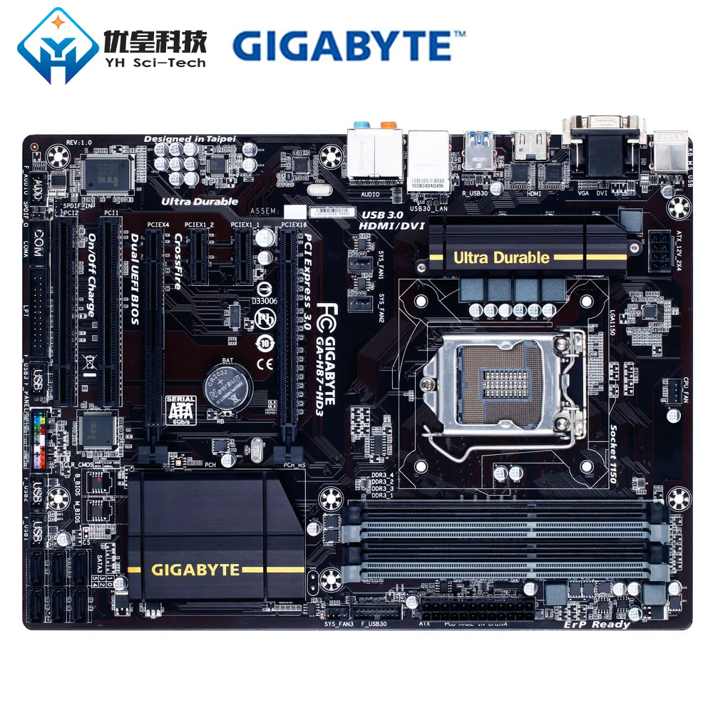 Оригинальная б/у настольная Материнская плата Gigabyte GA-H87-HD3 Intel H87 LGA 1150 Core i7/i5/i3/Pentium/Celeron DDR3 32G SATA3 USB3.0 ATX