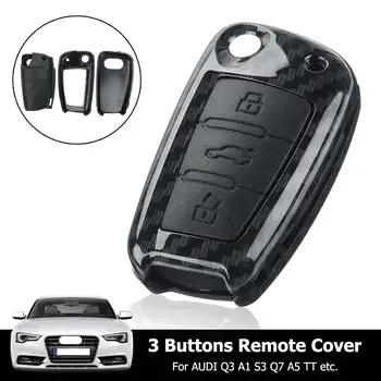 

3 Buttons Carbon Fiber Color Car Remote Smart Key Cover Fob Shell For Audi A3 A4 A5 TT 2003-2014
