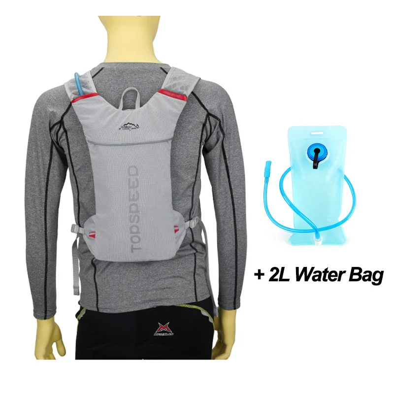 Gray and 2L waterbag Местный лев, 5л, велосипедный рюкзак для бега, женский, мужской, для бега, спортивный рюкзак, светильник, водонепроницаемый, для бега, марафона, сумка - Цвет: Gray and 2L waterbag