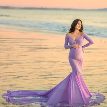 

Fishtail Evening Dress Maternity Photography Props Pregnancy Dress Photography Maternity Dresses For Photo Shoot Maxi Vestidos