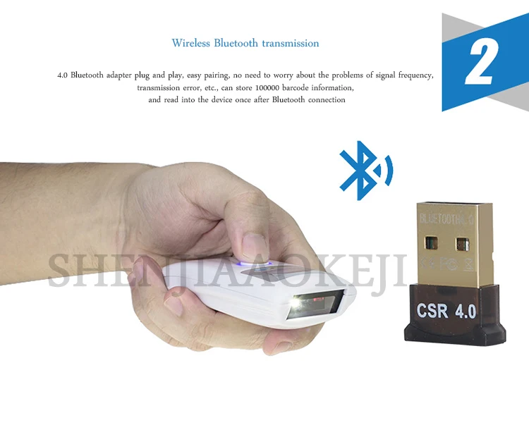 Unidimensional sem Fio Portátil sem Fio Handheld de Bluetooth do Varredor do Código de Barras do Varredor Portátil do Código de Barras Varredor 18 Varredor unidimensional sem fio portátil sem fio