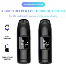 Mini Portable Blowing Alcohol Tester USB Rechargeable Car Breathalyzer LED Digital Alcohol Meter Alcohol Detector W Storage Bag