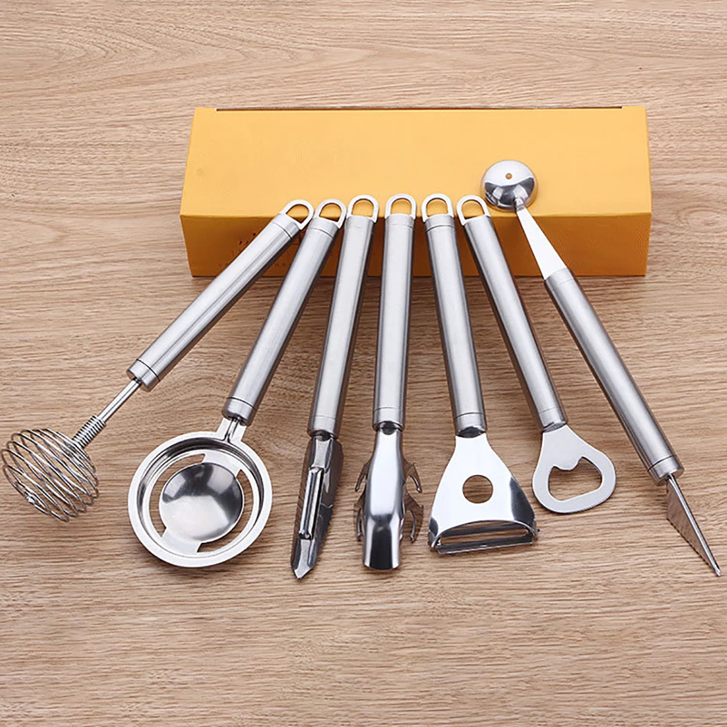 7 шт. набор кухонных инструментов премиум класса из нержавеющей стали набор кухонных принадлежностей для приготовления пищи щипцы для Тернера лопатка ложка Тернер набор кухонных инструментов