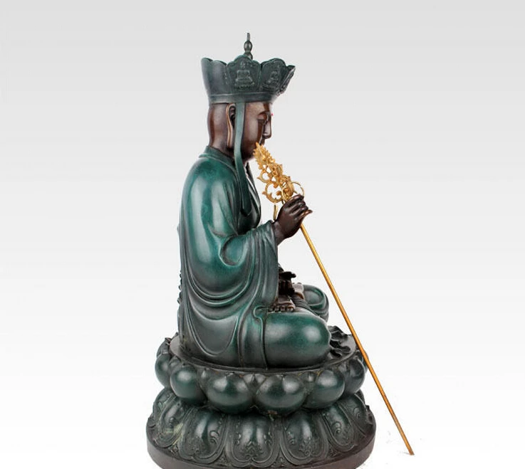 725+++ 1" китайский Тибетский Бронзовый Лотос Ksitigarbha Bodhisattva статуэтка Будды из латуни