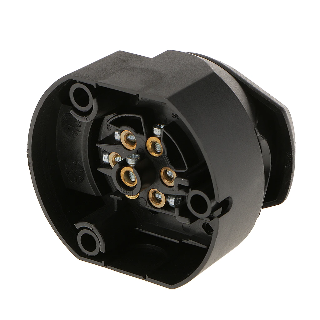 7 Pin Copper Short Towing Caravan Socket Plug Connector PVC, Black