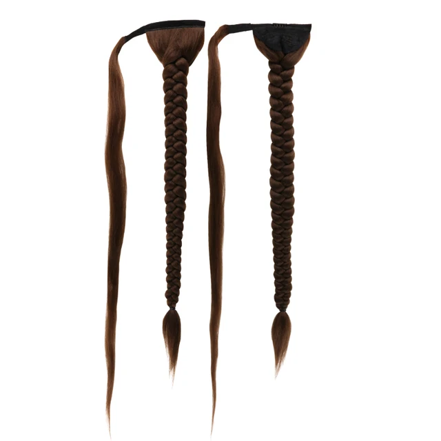 90cm 36inch Super Long Wrap Around Jumbo Pre Braided Ponytail Ombre Brown Blonde Synthetic Hair Extensions #8