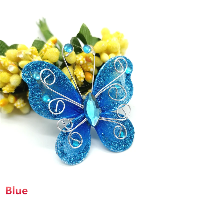 Blue 2 шт./партия красивая бабочка DIY аксессуары для одежды шляпа декоративные аксессуары для рукоделия# pj8192 - Цвет: Blue