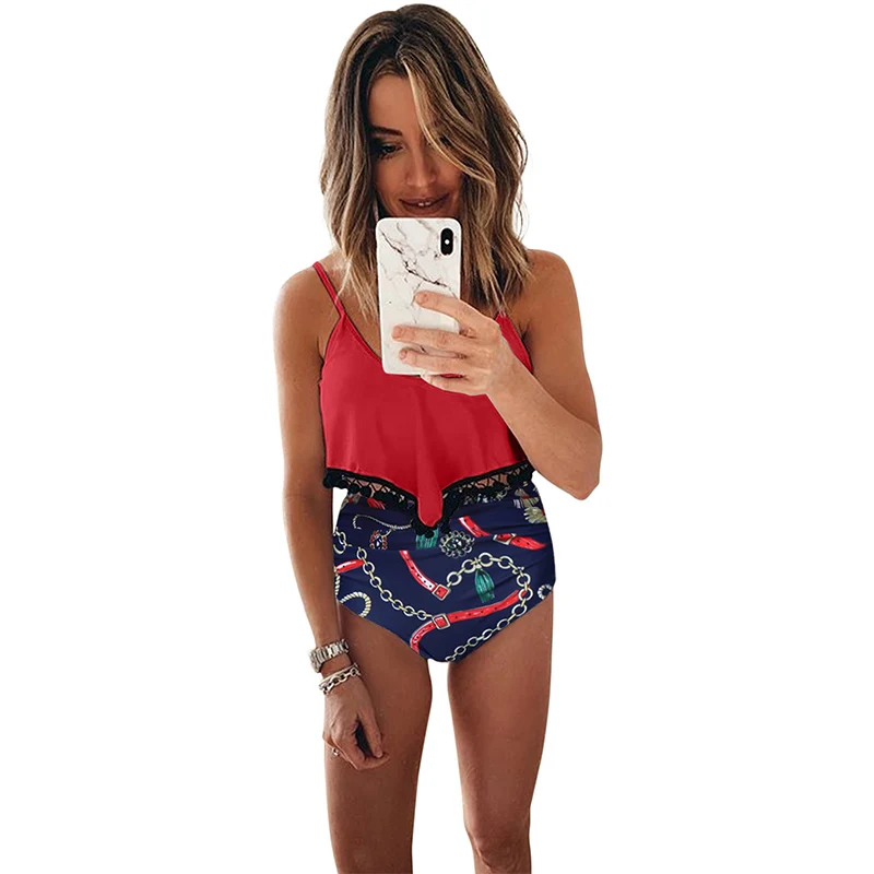 2019 Hight Quality Print High Waist Swimsuit Two-piece Water Sports Summer Bathing Beach Sports Wear 2019 Hight Quality Print High Waist Swimsuit Two-piece Water Sports Summer Bathing Beach Sports Wear