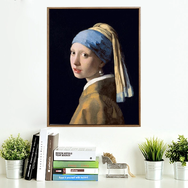 

Girl with a Pearl Earring oil painting reproduction on canvas by Johannes posters and prints wall art pictures for living room
