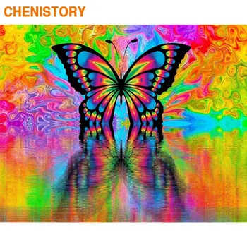 

CHENISTORY Frame 60x75cm DIY Painting By Numbers Handpainted Oil Painting Butterfly Paint By Numbers For Home Wall Art Gift