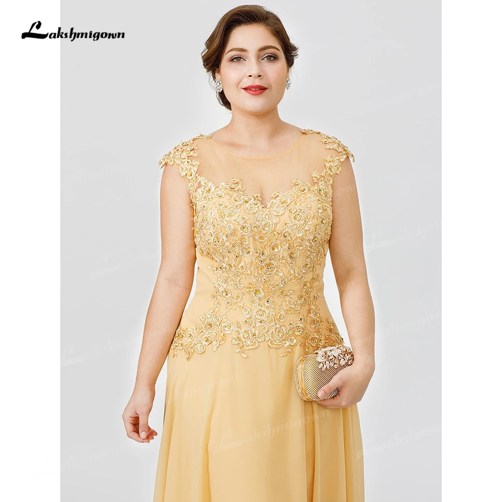 Charming Lace Mother of the Bridal Dresses Short Sleeves A-Line Chiffon Illusion Scoop Ribe De Soiree Party Dress For Wedding