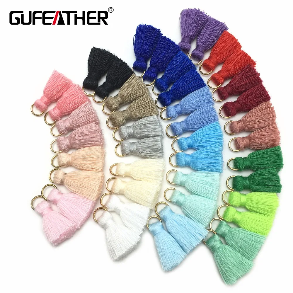 GUFEATHER L31/2cm Tassel/cotton tassel bursh /Golden ring/Earring tassels /jewelry accessories/diy accessories/jewelry making