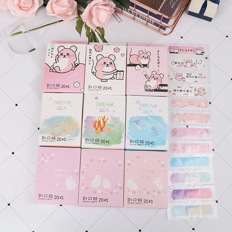 Милые Мультяшные дышащие повязки водонепроницаемые портативные клейкие аптечка